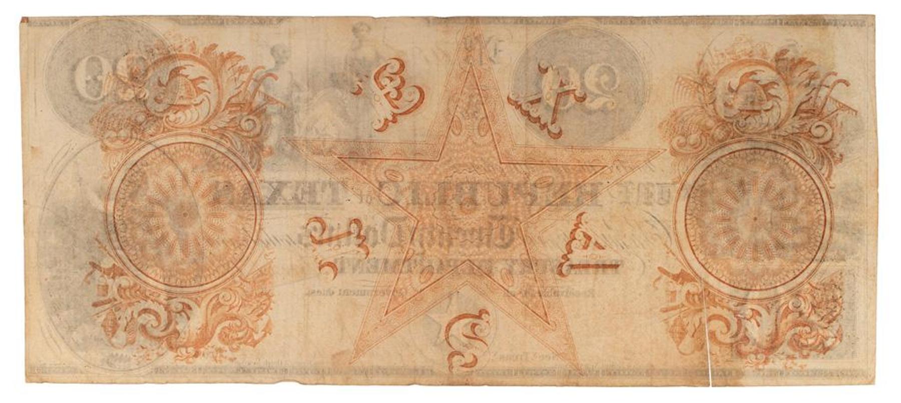 Historical Texas Paper - $20 Republic of Texas Treasury Note