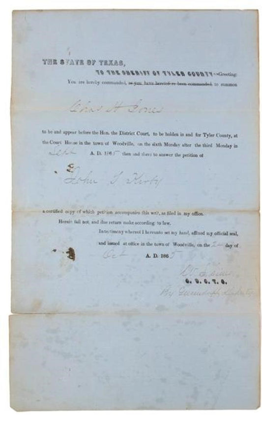 Historic Texas Papers - Legal papers