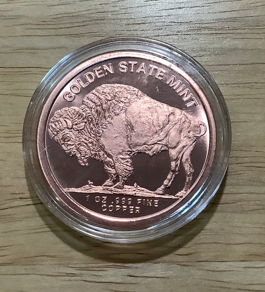 Copper 1 oz "Rounds" - Buffalo Nickel replica and Bison/Eagle -