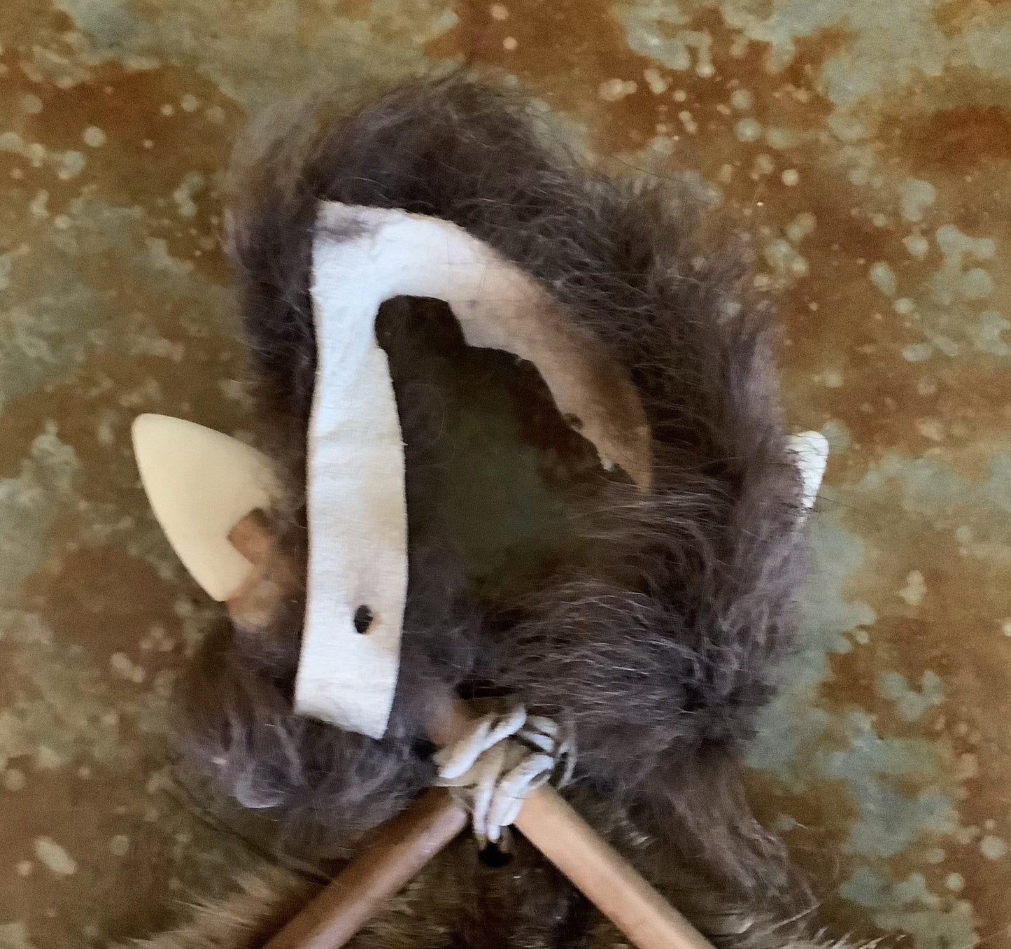 Painted Beaver Hide wall hanging - Native Made