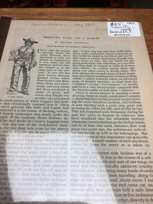 BOOKS - "Sheriff's Work On A Ranch" by Theodore Roosevelt