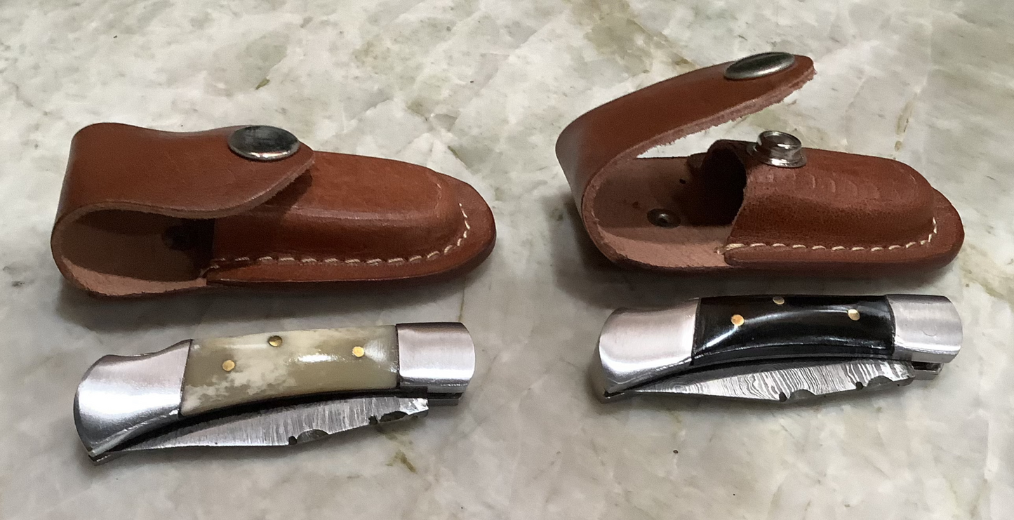 Damascus steel 3" -Pocket, Purse and Kiddo size - Folding knives