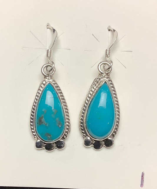 Silver Pearl Ranch - Kingman Turquoise mini "toes" French Hook earrings