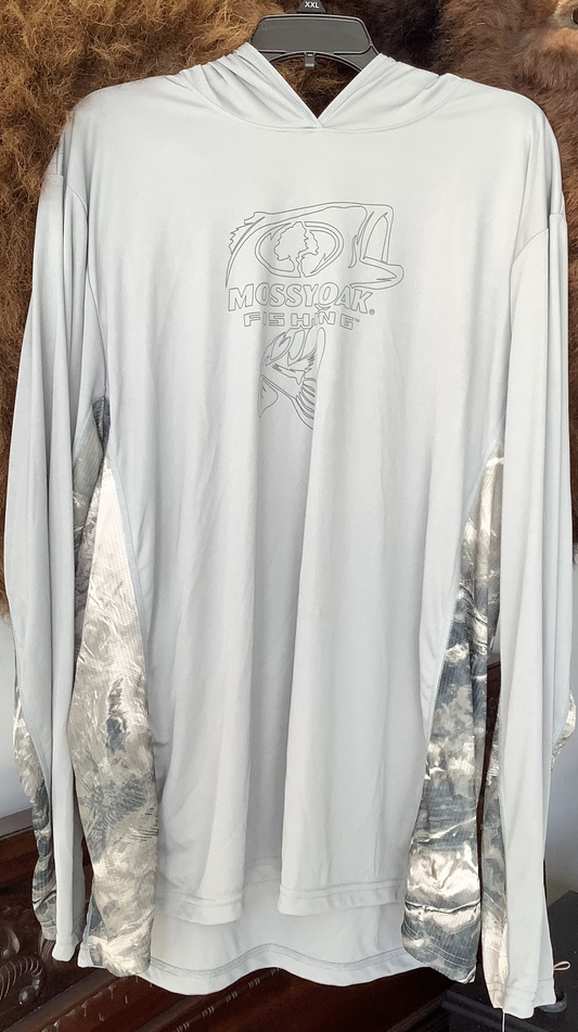 WHOLESALE LOT #23 - Mens sized silver/grey w/camo fishing HOODIE