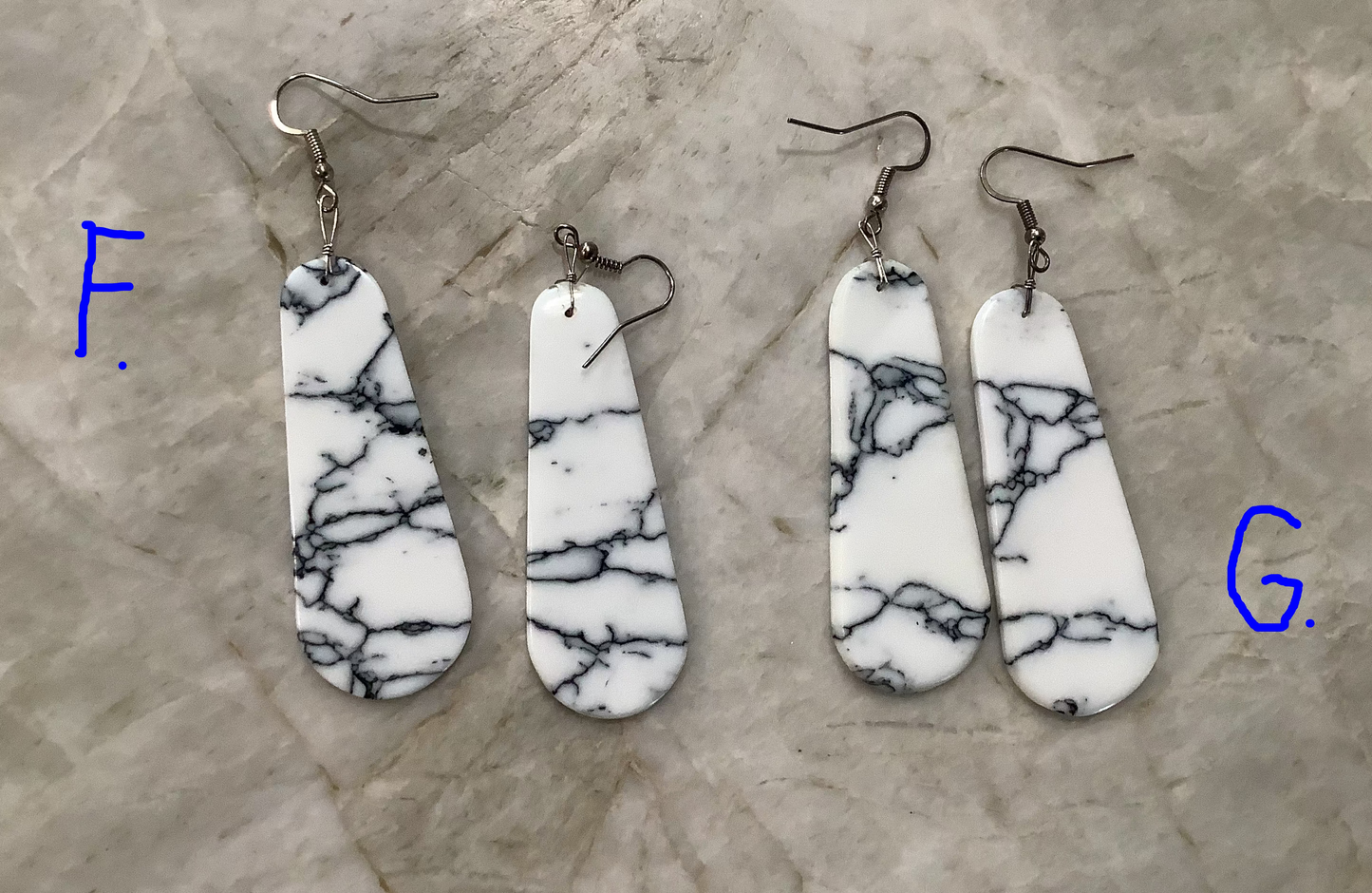Navajo "White Buffalo" - (Magnesite) Slab Earrings
