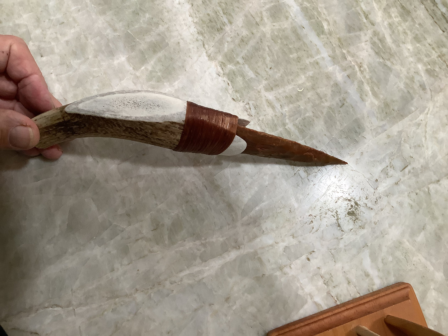 Hand Knapped Chert and Elk knife
