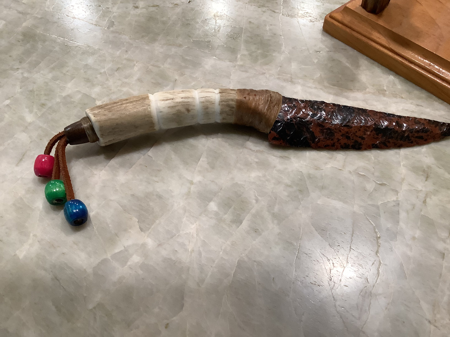 "Chip" Greene hand hand made knapped blade knife and stand