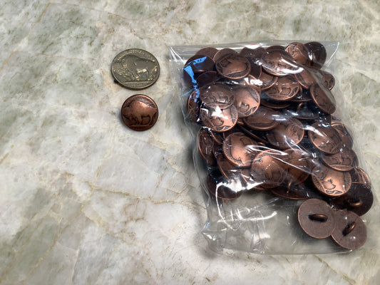 Copper colored (or very likely actual copper) Buffalo Nickel style buttons