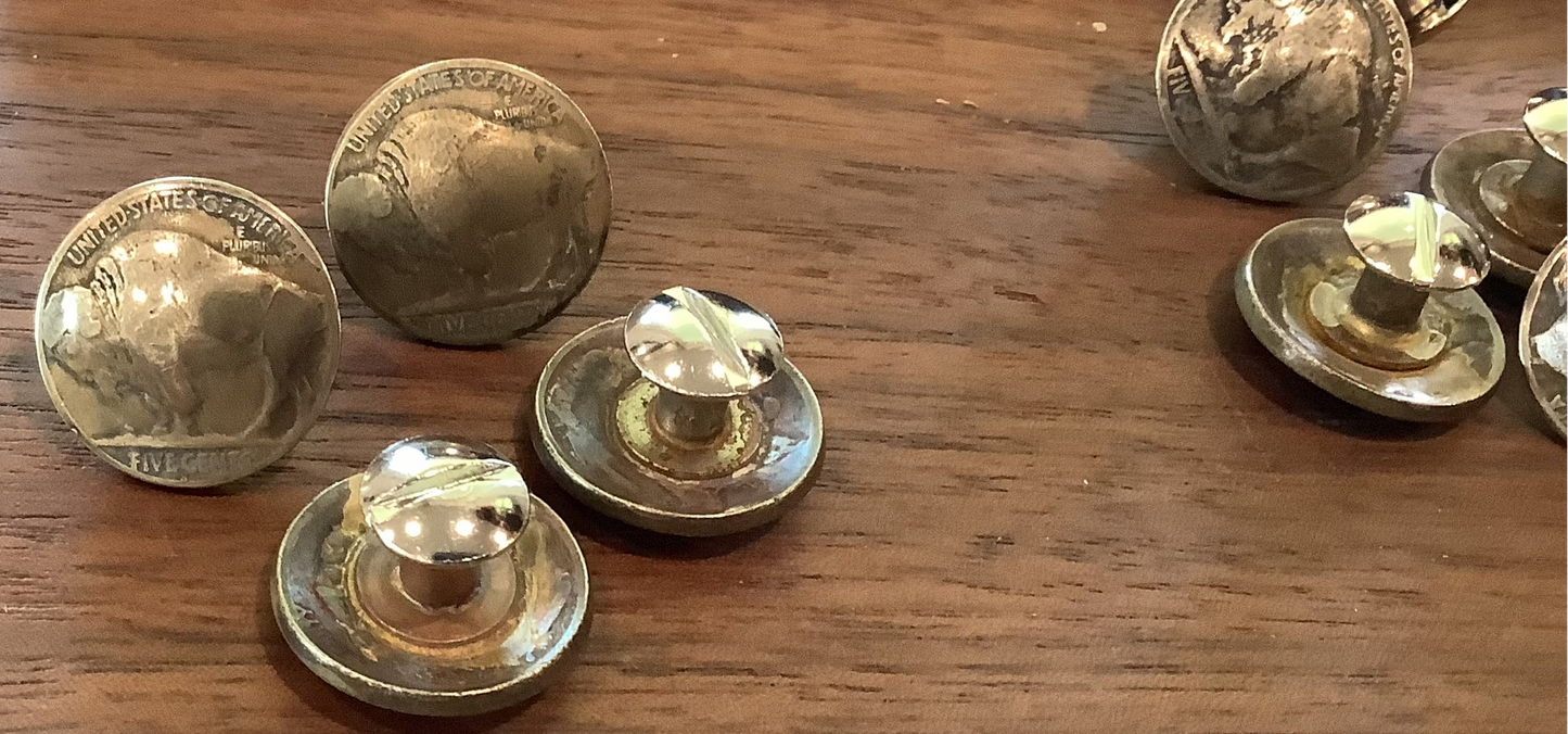 Buffalo Nickel conchos with Chicago screw attachment