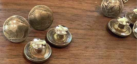 Buffalo Nickel conchos with Chicago screw attachment