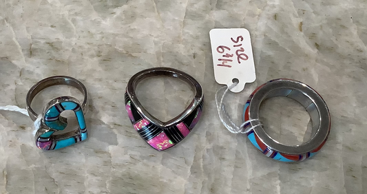 WHOLESALE LOT #58 - Ladies Inlay Rings - 3 pieces