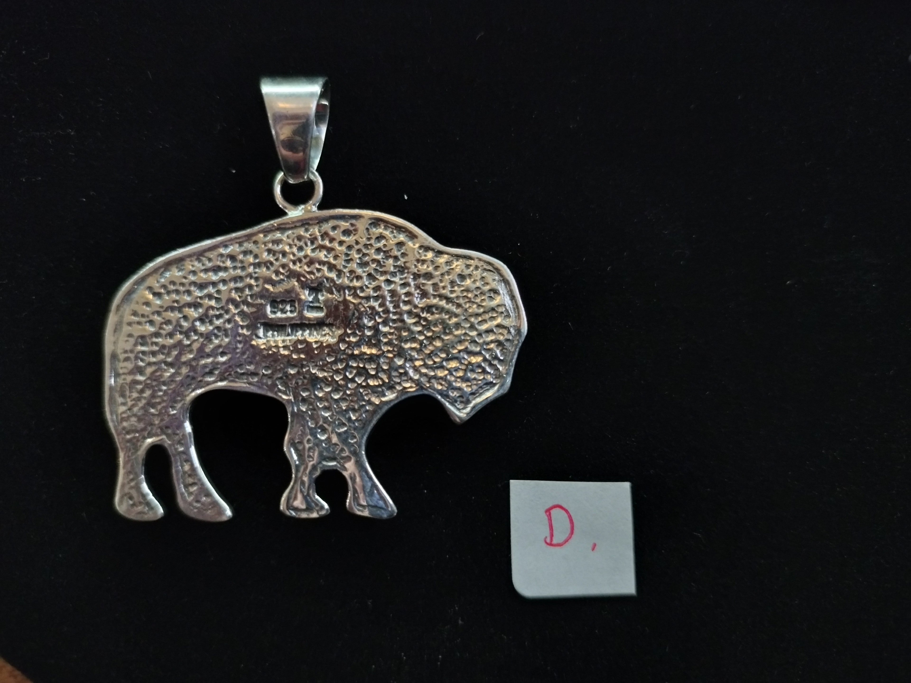 Sterling silver stone inlay bison pendants