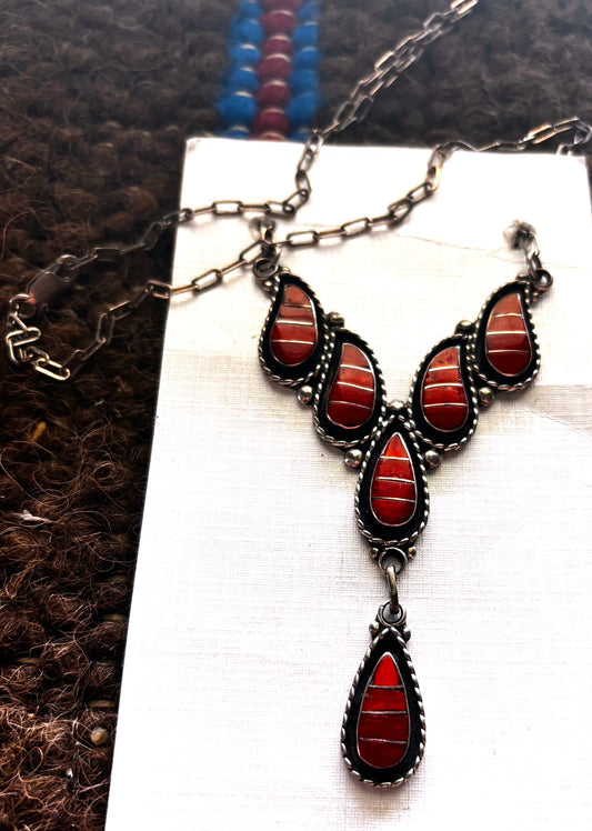 Carnelian and Sterling Silver "Raindrop" Necklace