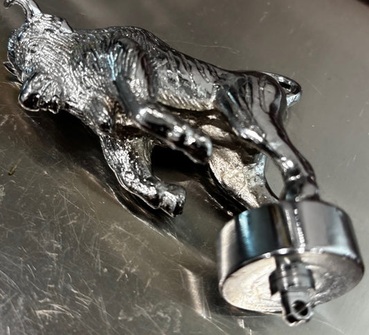 Cast Metal Bison Hood Ornament- Real Chrome plated