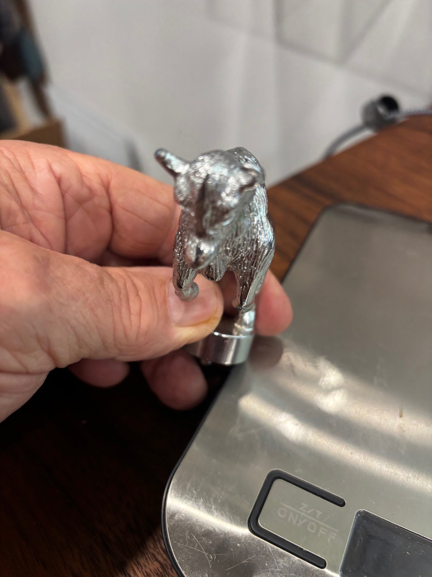 Cast Metal Bison Hood Ornament- Real Chrome plated