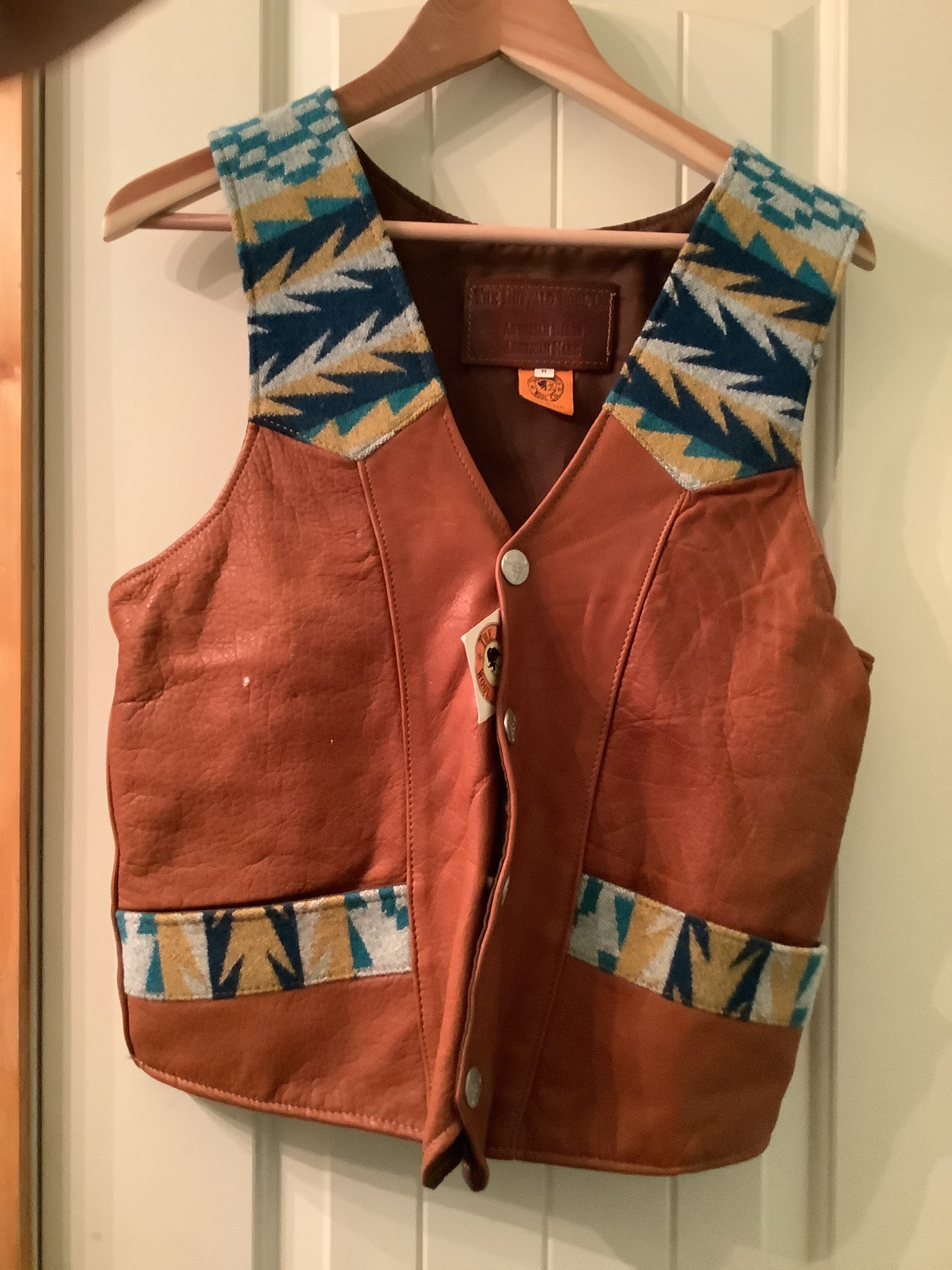 Bison Leather/Pendleton Wool Ladies vests - Medium