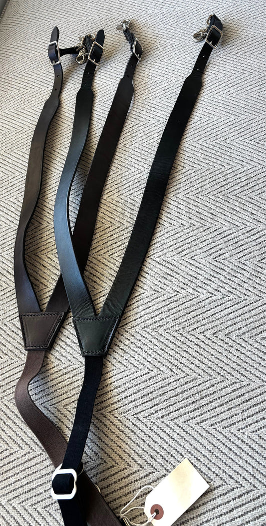 SALE SALE -Steer Leather Suspenders - Amish Made