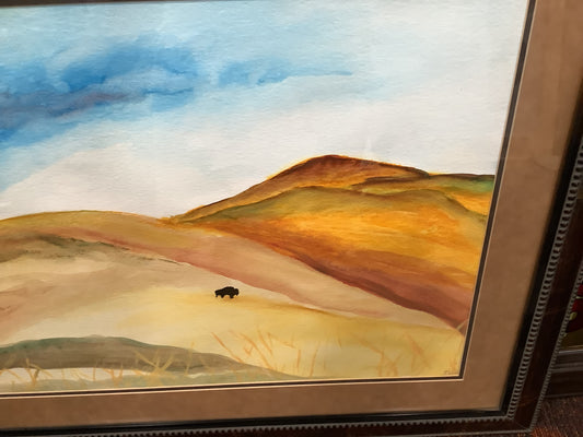 Golden Hills Bison - Original Watercolor