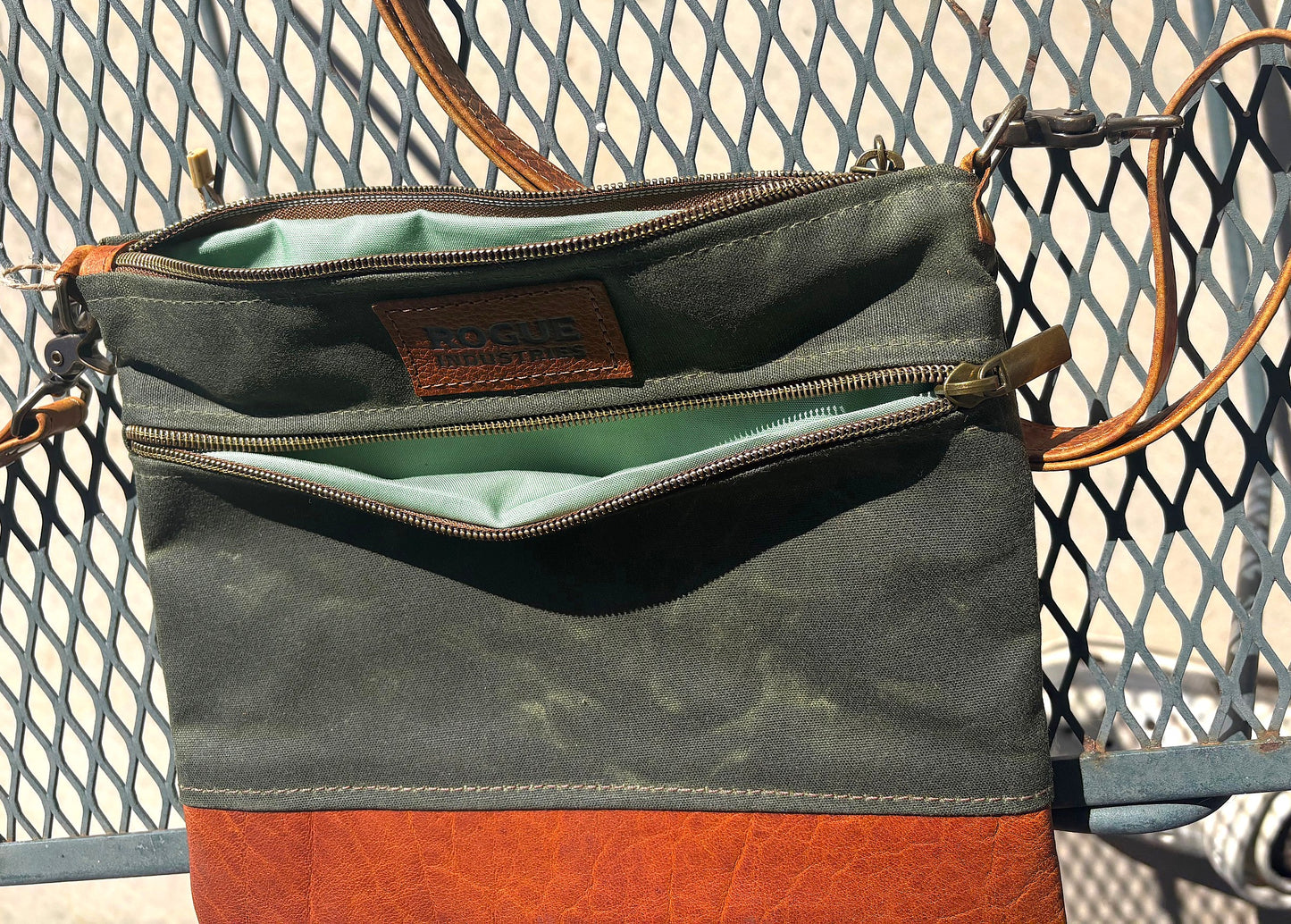 Rogue Industries - The "Ellis River" Waxed Canvas and Bison leather Crossbody Bag