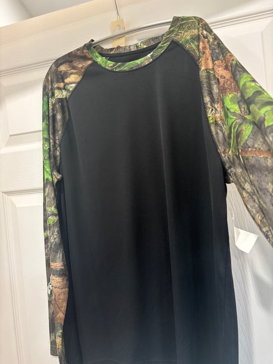 Poly Base Layer Shirt - Camo Sleeves and neck; black body
