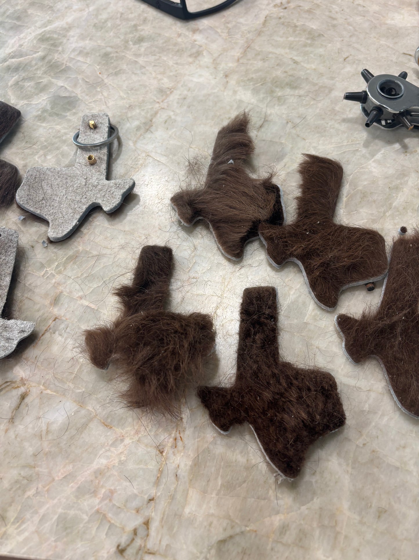 Bison Hide Texas shaped Keychain fobs