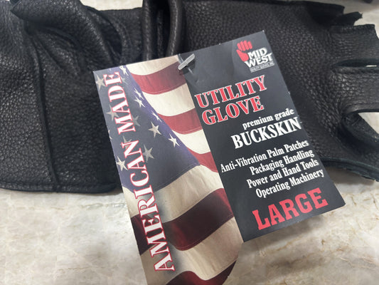 MIDWEST GLOVE - fingerless buckskin "anti-vibration glove