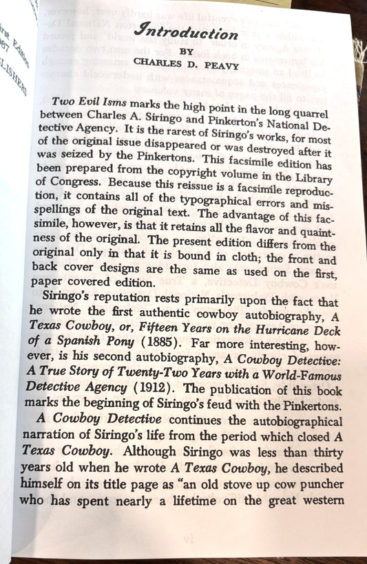 BOOKS - Two Evil Isms; Pinkertonism and Anarchism - Charles A. Siringo