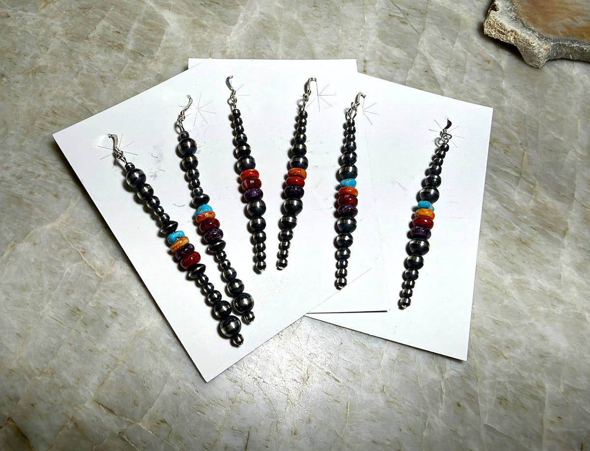 SPR - Navajo Pearl Earrings with multi stone accents
