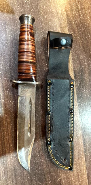 Marine Ka-Bar reproduction - in true Damascus steel.
