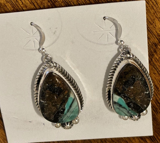 Silver Pearl Ranch - Variscite and Sterling Silver Earrings (french hook)