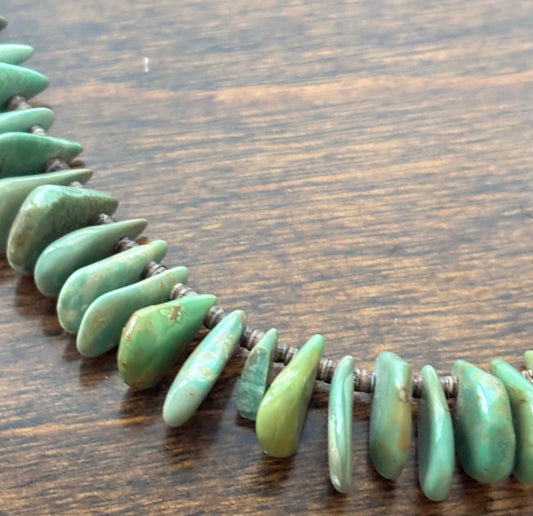 Silver Pearl Ranch - Turquoise Triangle and Heishi necklace