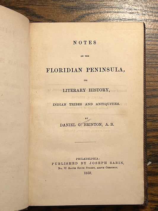 BOOKS - NOTES ON THE FLORIDIAN PENINSULA - 1859 - Rare and Collectable book.