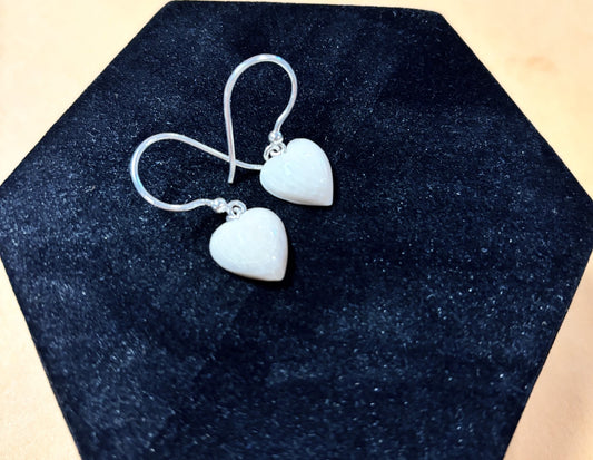 Ivory Jacks - Mammoth Ivory Puff Heart Drop Earrings