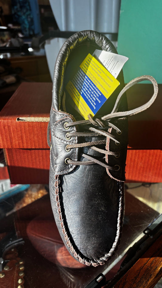 "Herd Wear" - bison leather/"Flex-rubber" sole men's "Camp or Boat Shoe" style. Style #4497-H-cfs