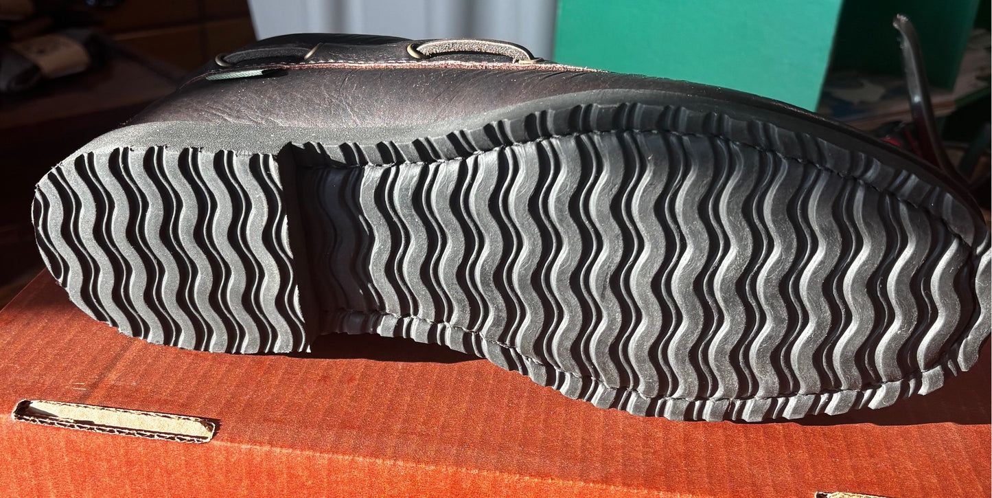 "Herd Wear" - bison leather/"Flex-rubber" sole men's "Camp or Boat Shoe" style. Style #4497-H-cfs