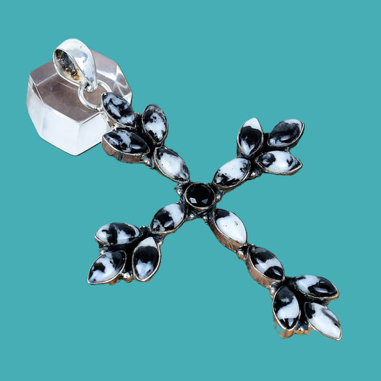 Larger Gemstone and Shell Cross Pendants set in Sterling Silver