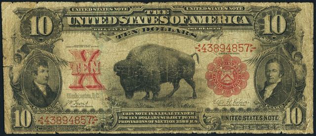 1901 Ten "Bison" Dollar bison bill