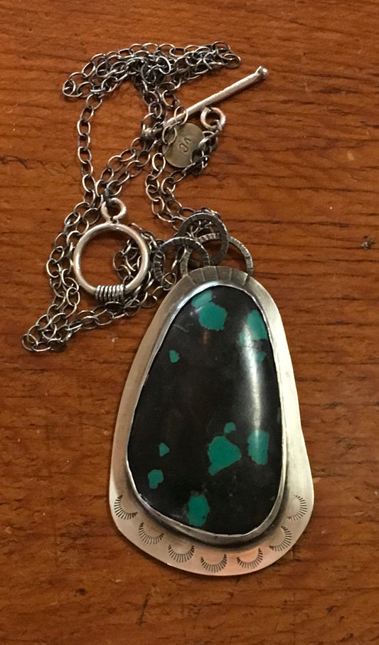 Sterling Silver Victor Chavez Navajo Turquoise Pendant