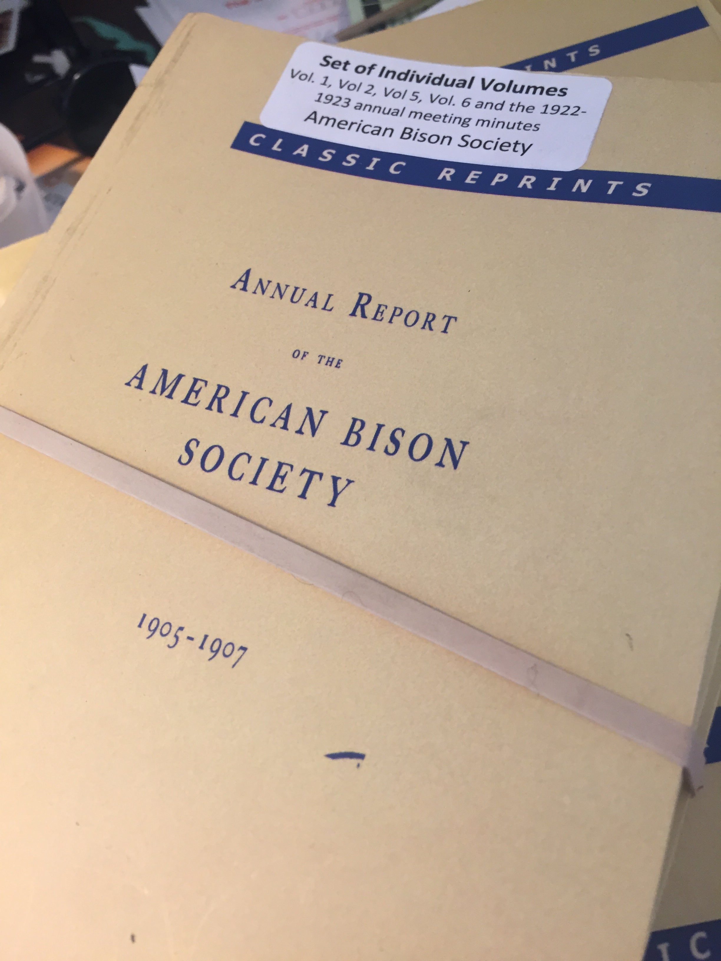 BOOKS - Annual Report of the American Bison Society - sets of individual volumes 1, 2, 5 and 1922-23