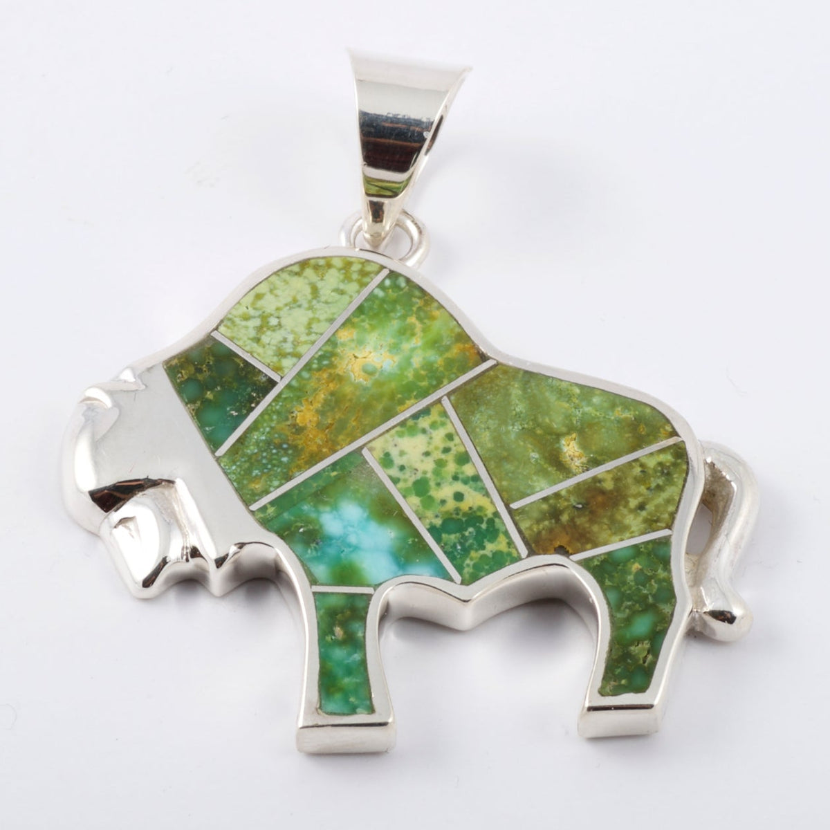 Sonoran Gold Turquoise Buffalo Sterling Silver Pendant - Silver Pearl Ranch