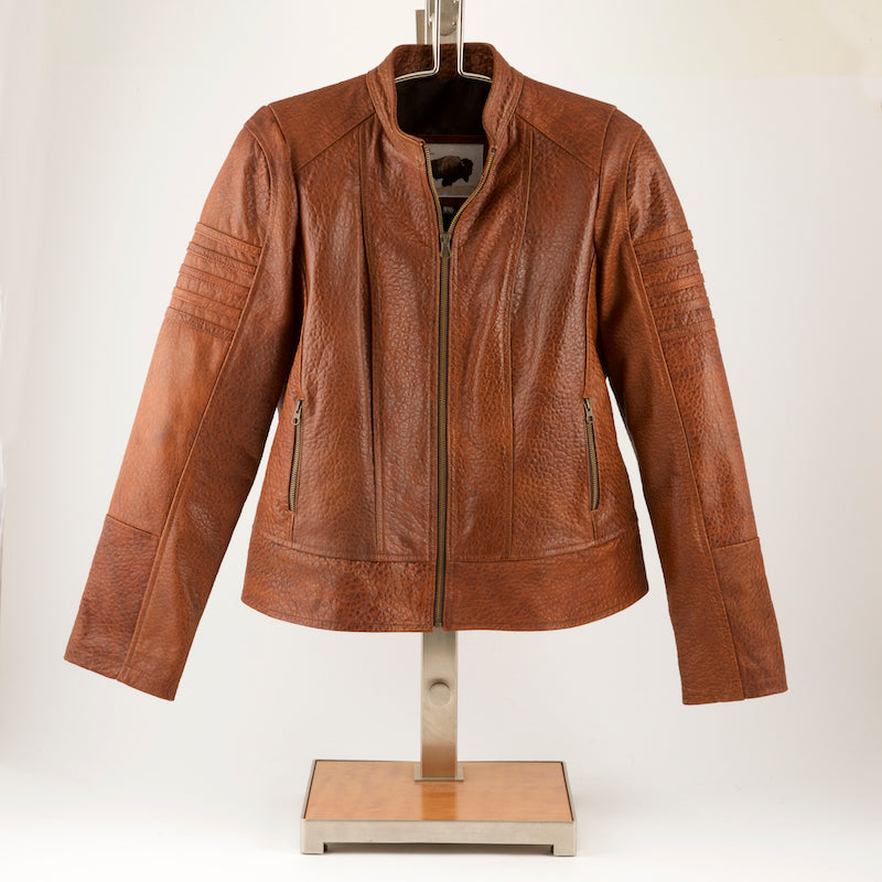 SALE SALE - Loma Vista of Texas - Ladies "Cinnamon Bubble"  bison leather biker style jacket