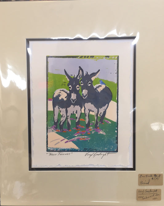 Veryl Goodnight - Lino Block Print - "3 FRIENDS"