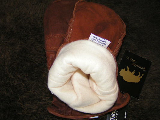 North American Trading - 2X and 3X Bison Leather Thinsulate Lined Mitts