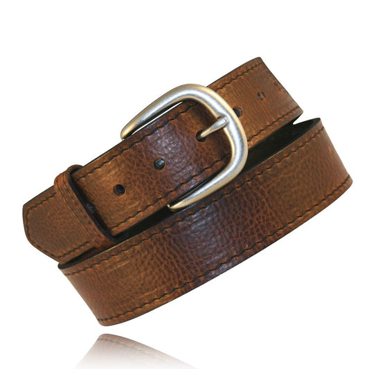 Boston Leather - "1801" Saddle Stitched Bison Leather 1.5" Belt