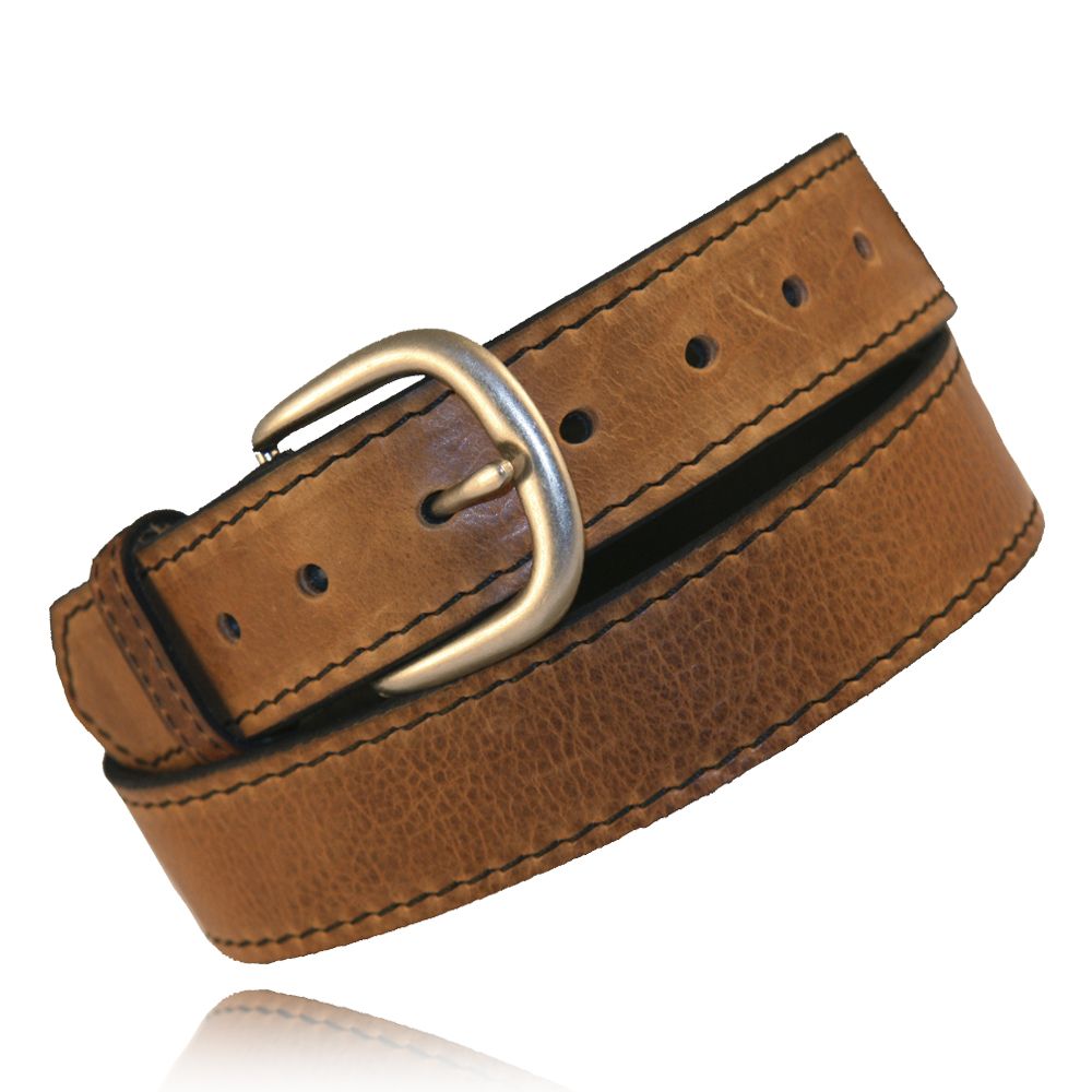 Boston Leather - Saddle Stitched Bison Leather Belt - 1.5"