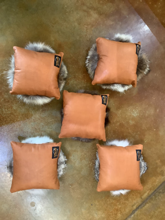Pillow - bison leather with accent fur