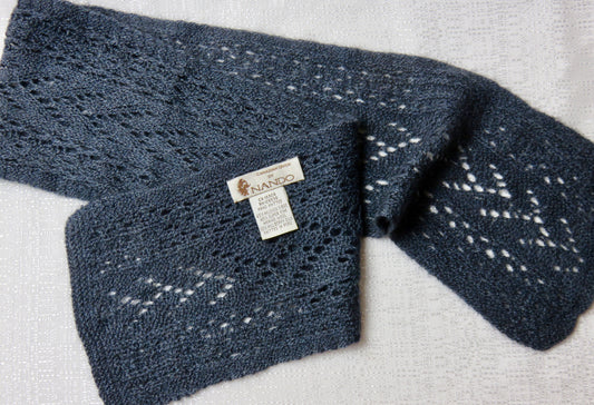 Midnight Muskox/ Merino/ Silk Hand Knit Scarf