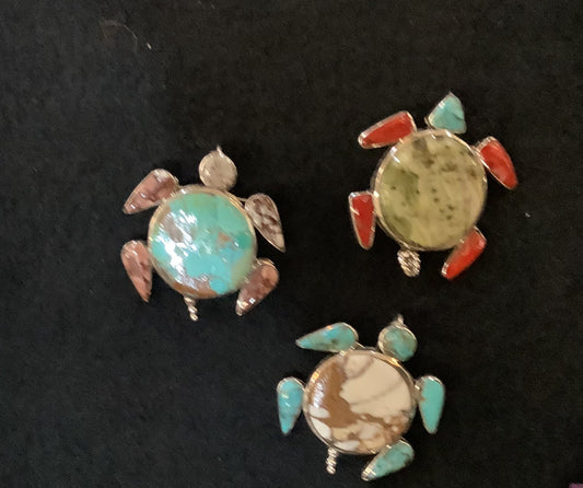 Silver Pearl Ranch - Sea Turtle pendants/ pins
