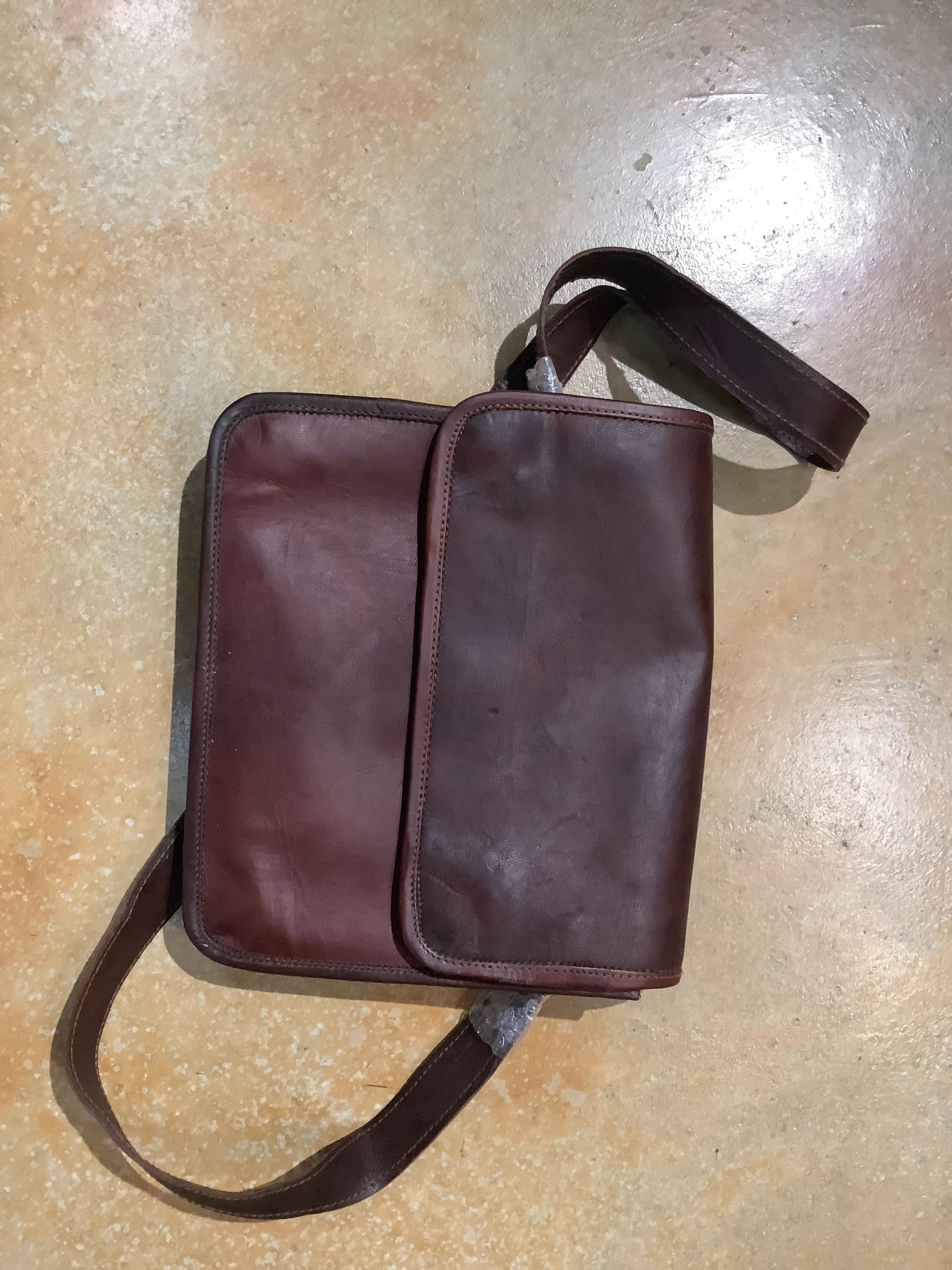 "Vintage" Style Goat Leather Messenger Bag