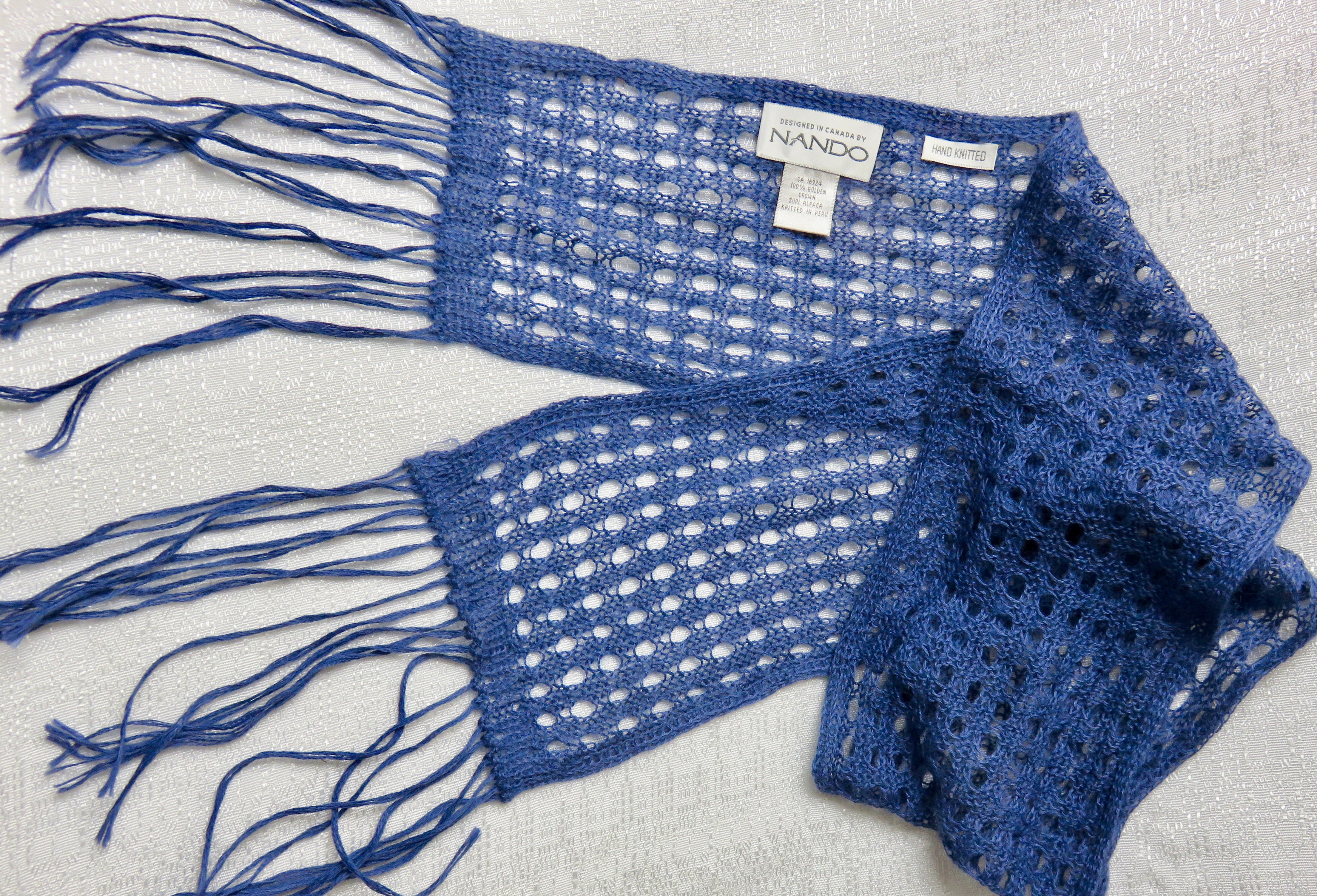 Blue Suri Alpaca Hand Knit Scarf